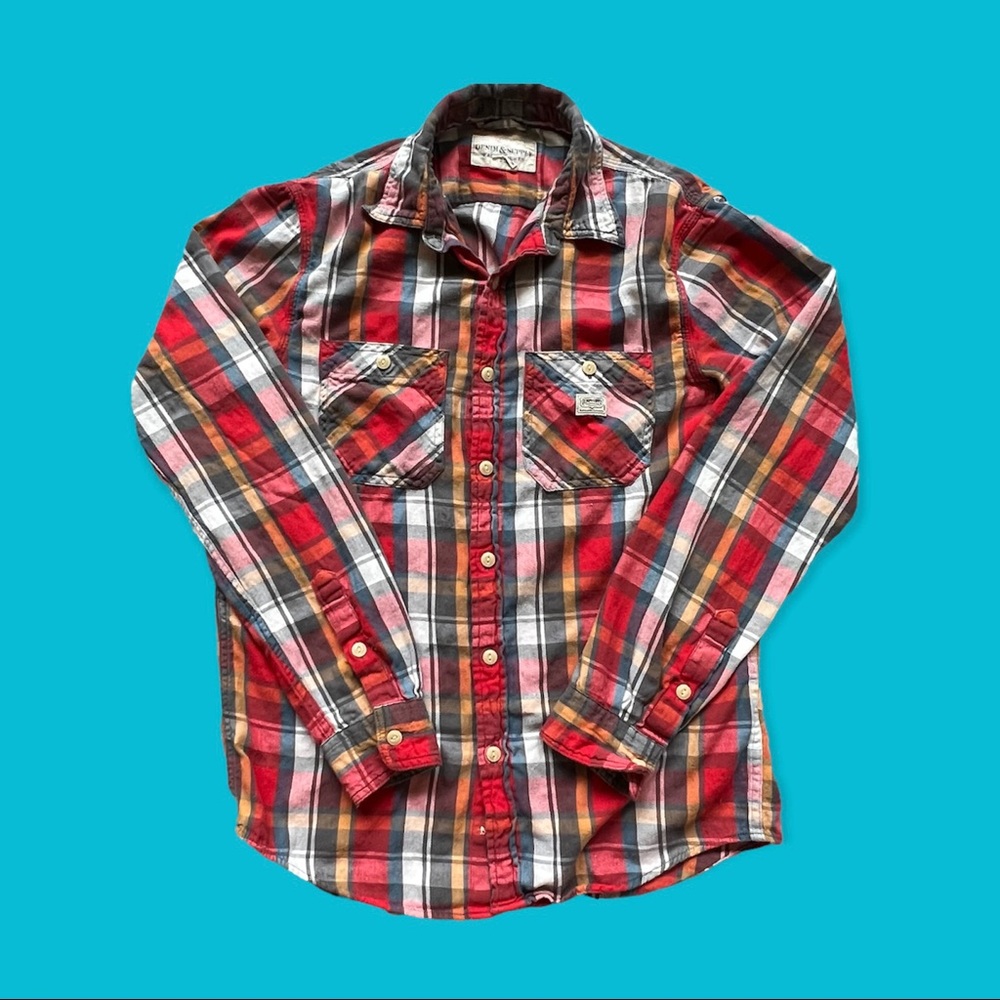 Denim & Supply Ralph Lauren Flannel Button Shirt Red Plaid Men Size Small
